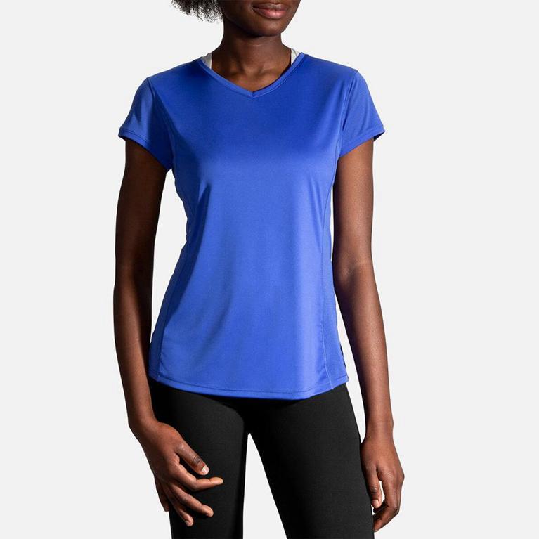 Brooks Stealth Womens Short Sleeve Running Shirt - Blue - Indonesia (WMGQ-07415)